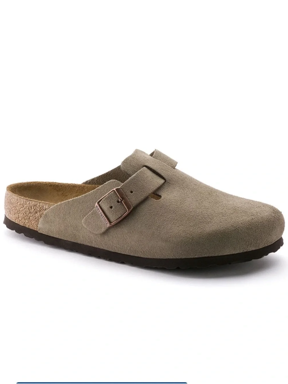 Birkenstock Boston Soft Footbed Suede Leather Clogs Taupe Shoes Size EU42